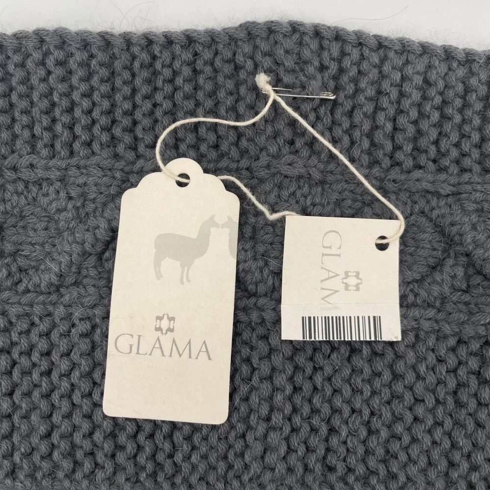 Glama Neck Warmer Unisex OS Charcoal Grey 100% Baby Llama‎ Knit Cowl Scarf NWT